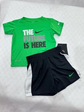 Nike Green and Black Kids Short Set